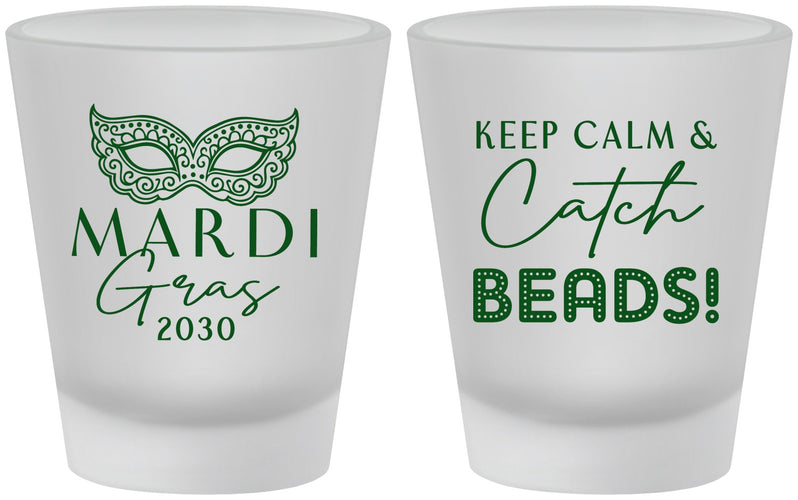 Custom Mardi Gras Frosted Shot Glasses - Beads Nola | 190007