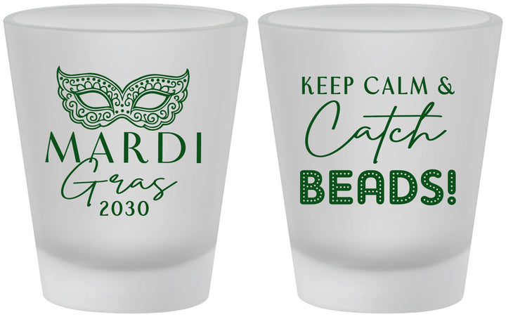 Custom Mardi Gras Frosted Shot Glasses - Beads Nola | 190007