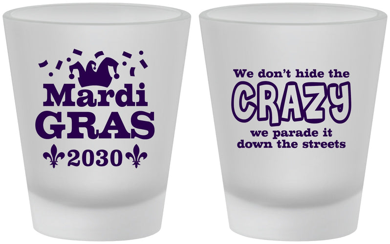 Custom Mardi Gras Frosted Shot Glasses - Fleur De Lis | 190009