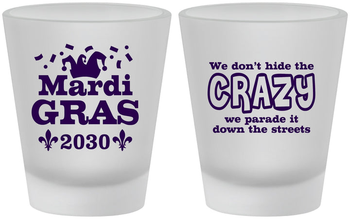 Custom Mardi Gras Frosted Shot Glasses - Fleur De Lis | 190009