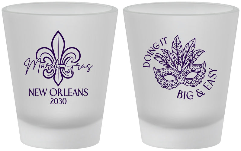 Custom Mardi Gras Frosted Shot Glasses - Fleur De Lis | 190010