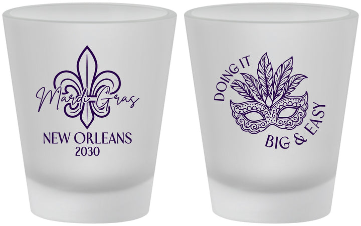 Custom Mardi Gras Frosted Shot Glasses - Fleur De Lis | 190010