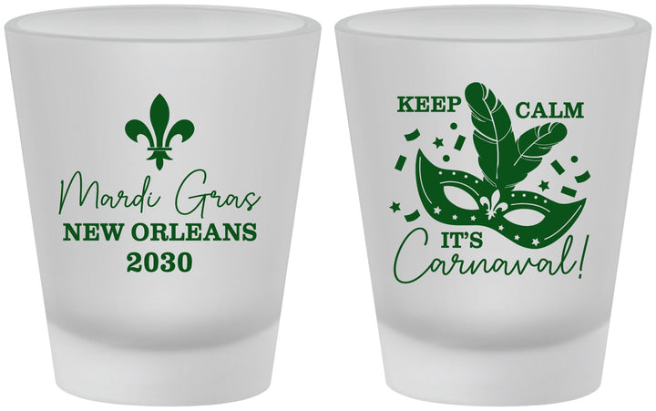 Custom Mardi Gras Frosted Shot Glasses - Fleur De Lis Carnaval | 190011