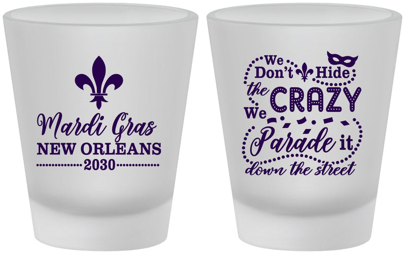 Custom Mardi Gras Frosted Shot Glasses - Fleur De Lis | 190013