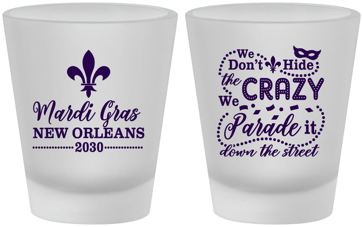 Custom Mardi Gras Frosted Shot Glasses - Fleur De Lis | 190013
