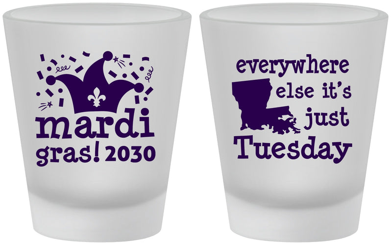 Custom Mardi Gras Frosted Shot Glasses - Nola New Orleans | 190016