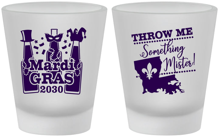 Custom Mardi Gras Frosted Shot Glasses - Beads Nola | 190017
