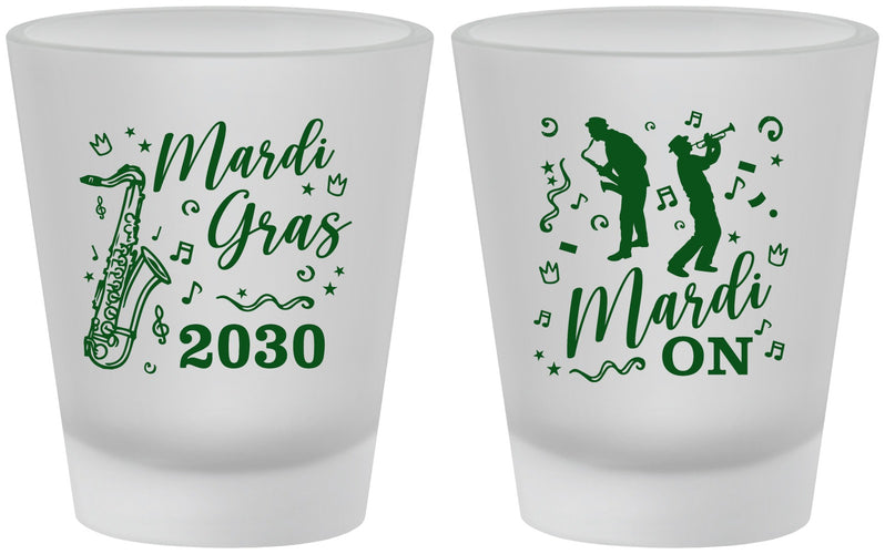 Custom Mardi Gras Frosted Shot Glasses - Mardi On Jazz | 190019