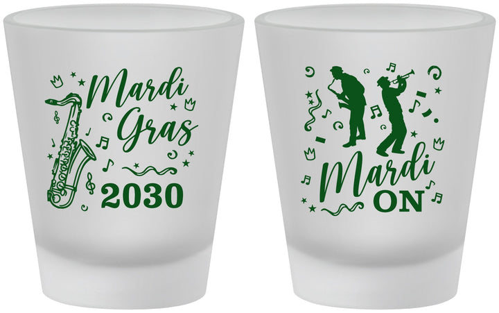 Custom Mardi Gras Frosted Shot Glasses - Mardi On Jazz | 190019