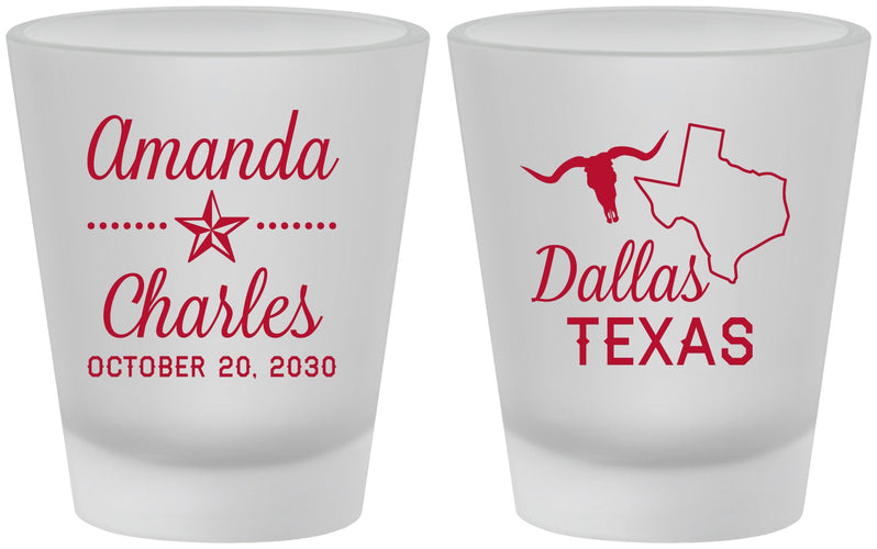 Custom Wedding Frosted Shot Glasses - Texas | 192