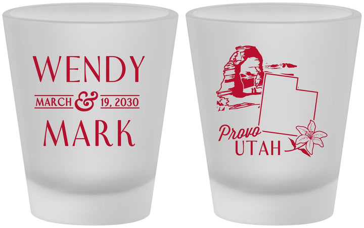 Custom Wedding Frosted Shot Glasses - Utah | 193
