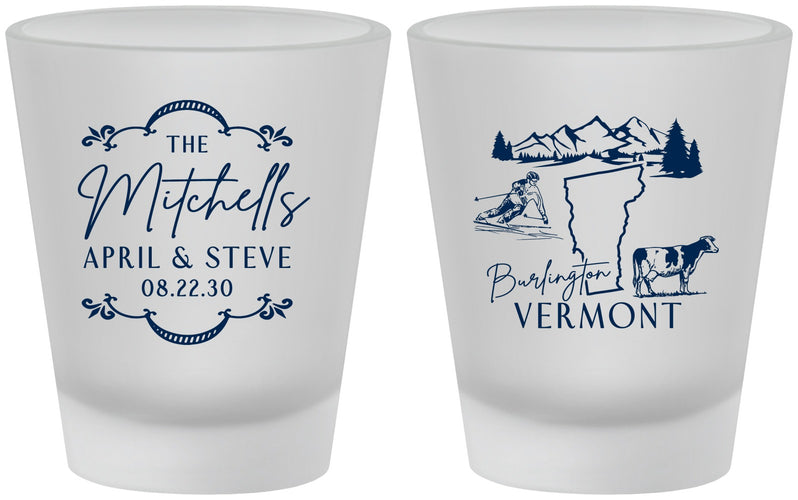 Custom Wedding Frosted Shot Glasses - Vermont | 194