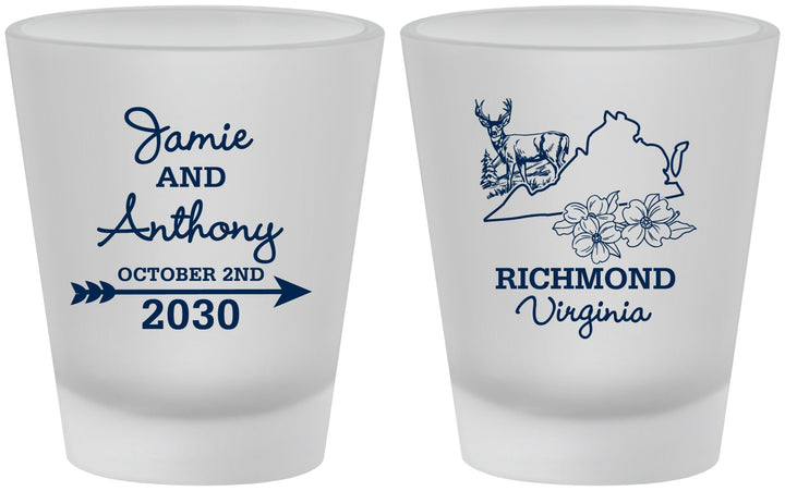 Custom Wedding Frosted Shot Glasses - Virginia | 195