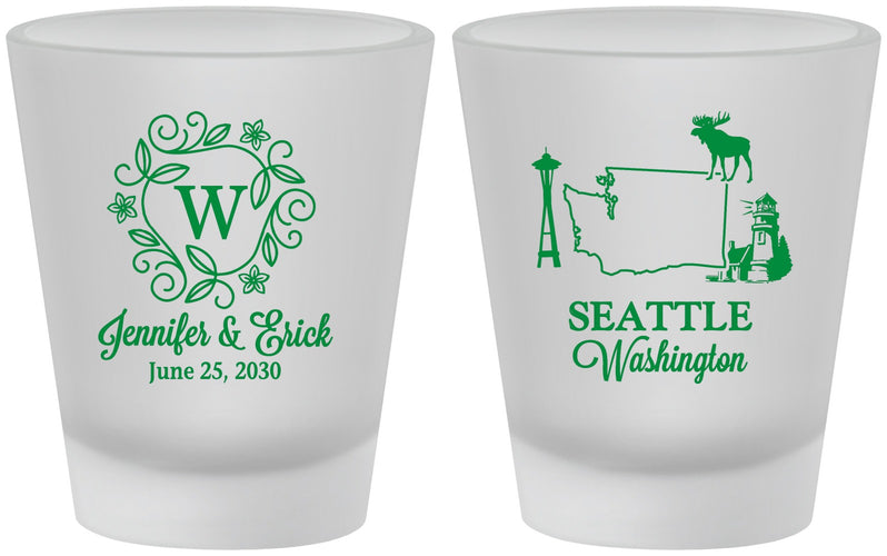 Custom Wedding Frosted Shot Glasses - Washington | 196
