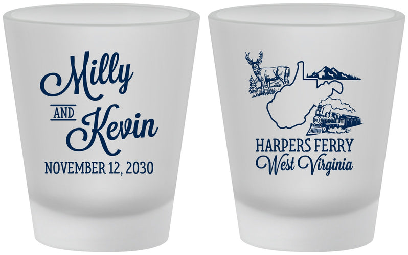 Custom Wedding Frosted Shot Glasses - West Virginia | 197