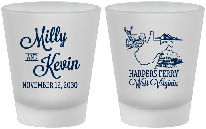 Custom Wedding Frosted Shot Glasses - West Virginia | 197