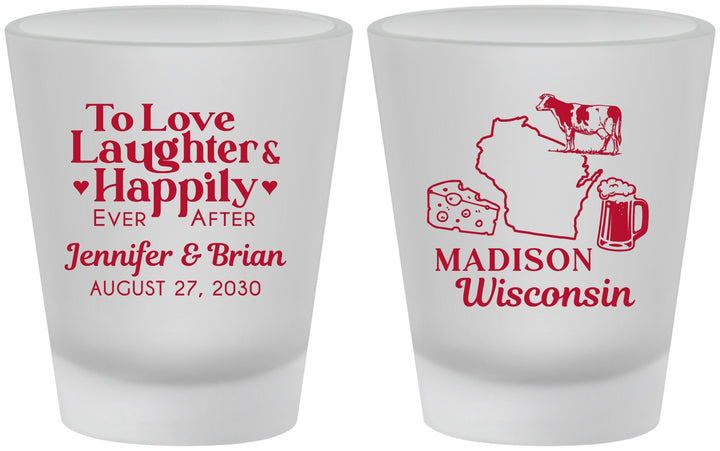 Custom Wedding Frosted Shot Glasses - Wisconsin | 198