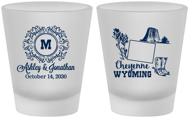 Custom Wedding Frosted Shot Glasses - Wyoming | 199
