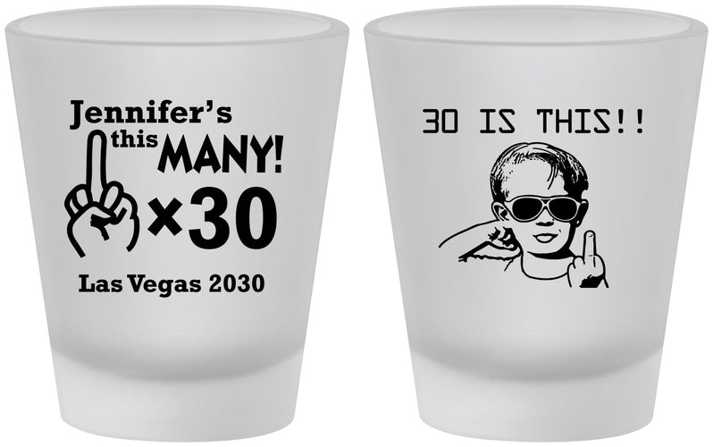 Custom Birthday Frosted Shot Glasses - 30th | 20000