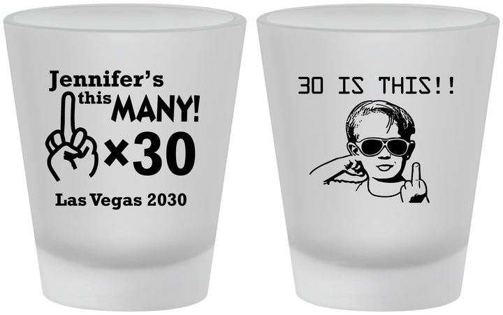 Custom Birthday Frosted Shot Glasses - 30th | 20000