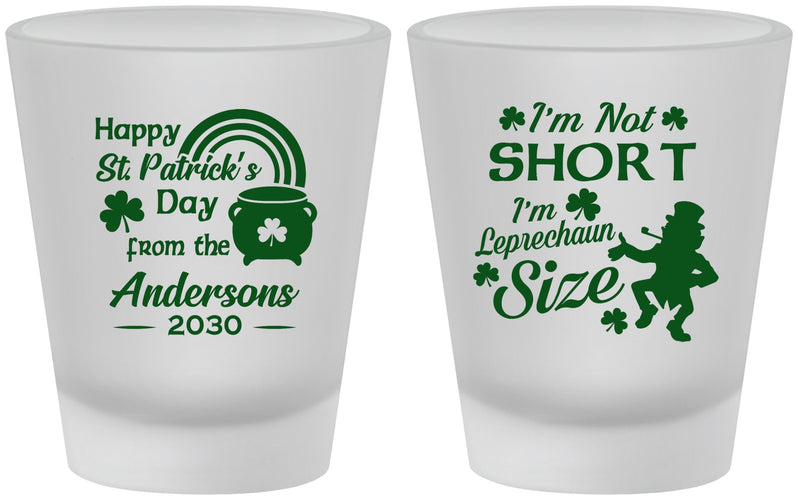 Custom St Patricks Day Frosted Shot Glasses - Leprechaun | 200001