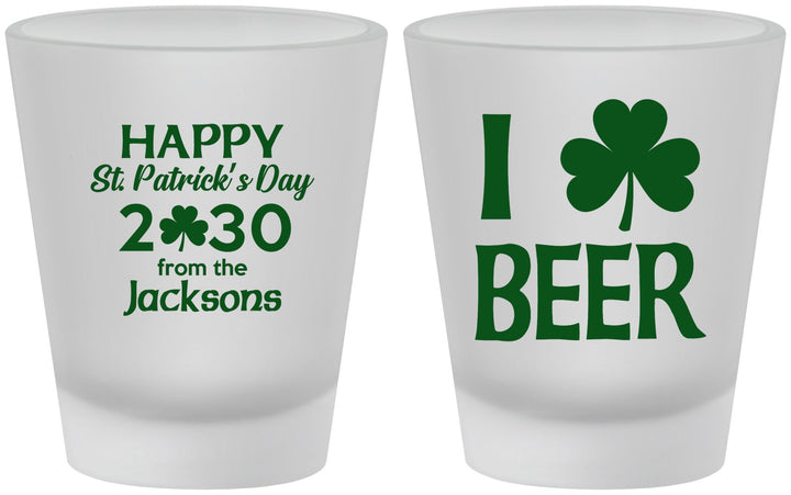 Custom St Patricks Day Frosted Shot Glasses - Clover Irish | 200003
