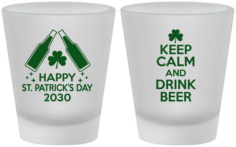 Custom St Patricks Day Frosted Shot Glasses - Clover Irish | 200005