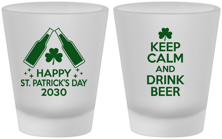 Custom St Patricks Day Frosted Shot Glasses - Clover Irish | 200005