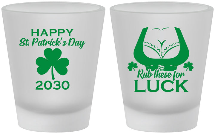 Custom St Patricks Day Frosted Shot Glasses - Clover Irish | 200008