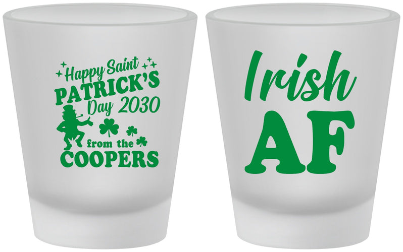 Custom St Patricks Day Frosted Shot Glasses - Irish Af Leprechaun | 200012