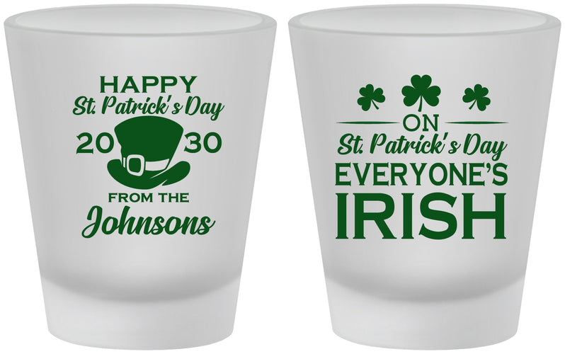 Custom St Patricks Day Frosted Shot Glasses - Irish Leprechaun | 200013