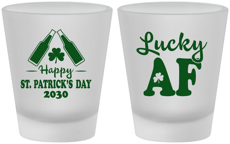 Custom St Patricks Day Frosted Shot Glasses - Lucky Af | 200017