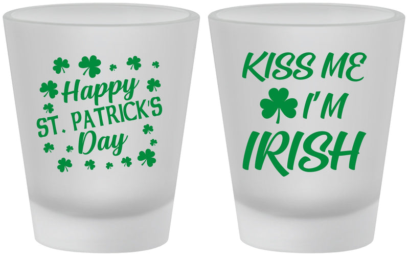 Custom St Patricks Day Frosted Shot Glasses - Kiss Me I Am Irish | 200018