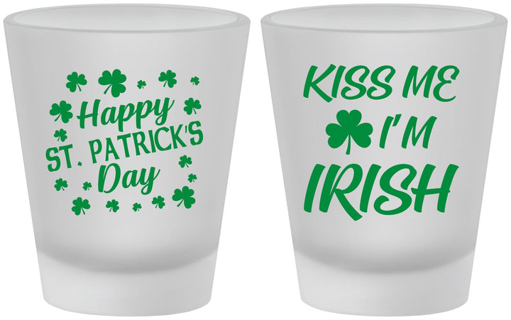 Custom St Patricks Day Frosted Shot Glasses - Kiss Me I Am Irish | 200018