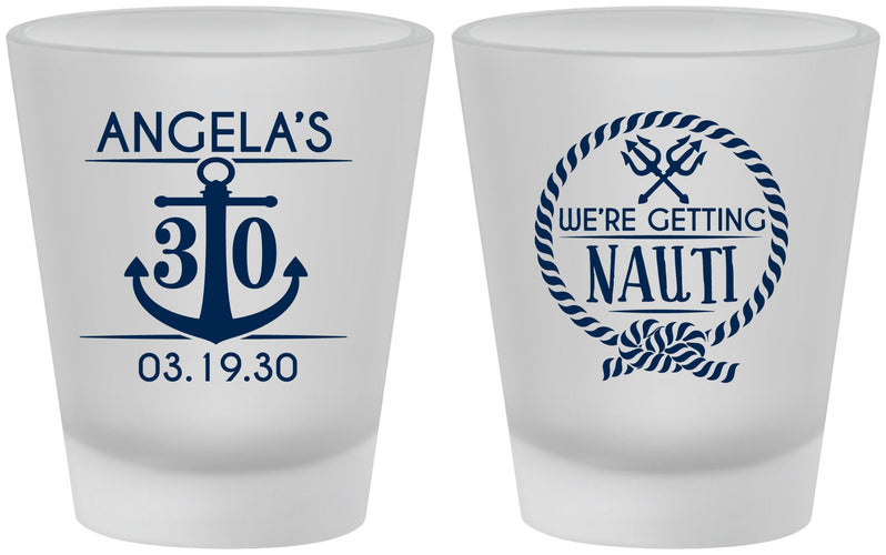 Custom Birthday Frosted Shot Glasses - 30th Nautical | 20010