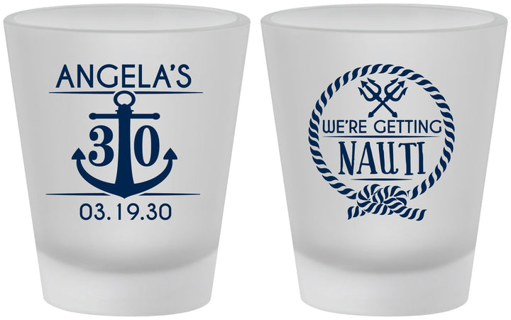 Custom Birthday Frosted Shot Glasses - 30th Nautical | 20010
