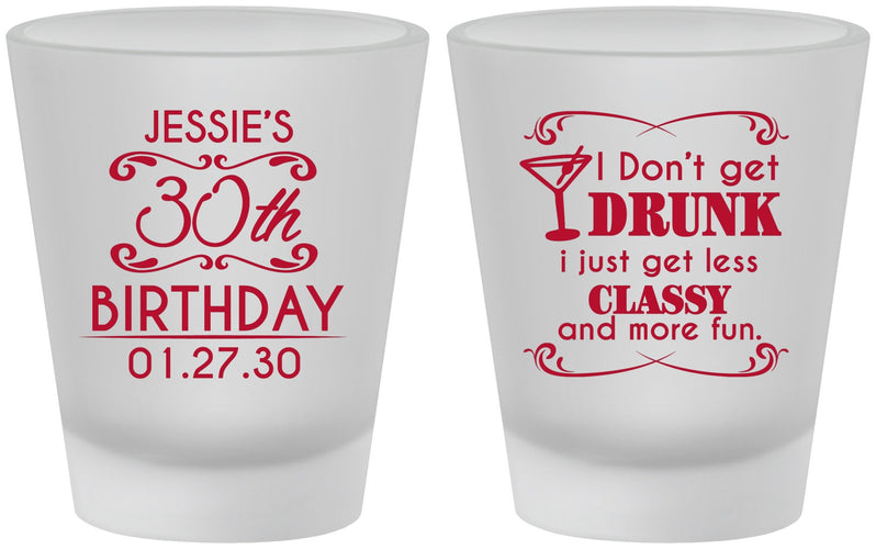 Custom Birthday Frosted Shot Glasses - Dirty 30 | 20011