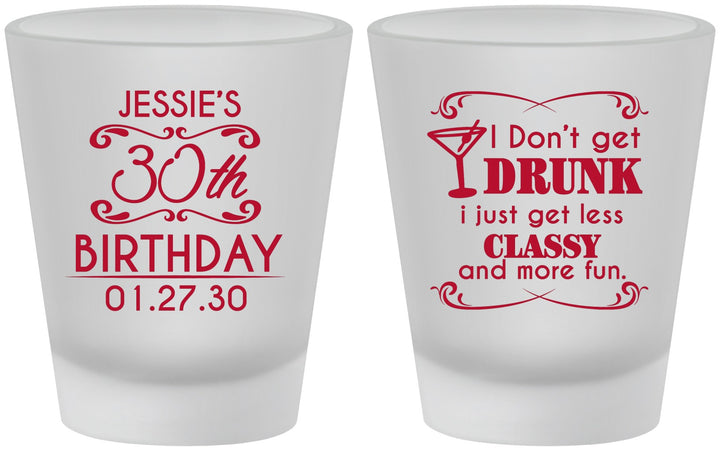 Custom Birthday Frosted Shot Glasses - Dirty 30 | 20011