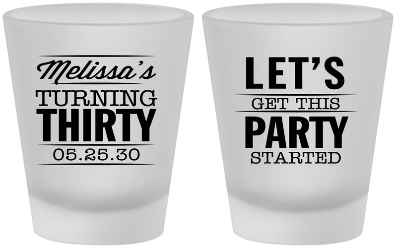 Custom Birthday Frosted Shot Glasses - 30th | 20017
