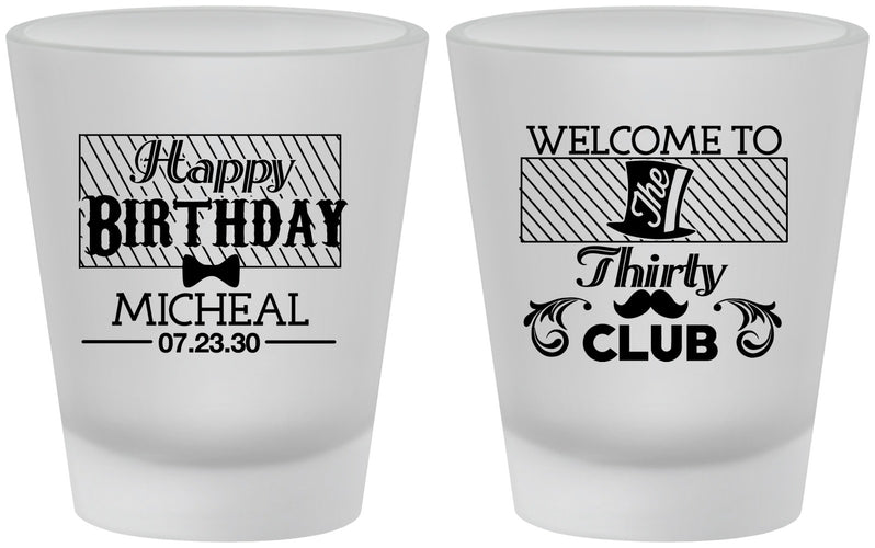 Custom Birthday Frosted Shot Glasses - 30th | 20018