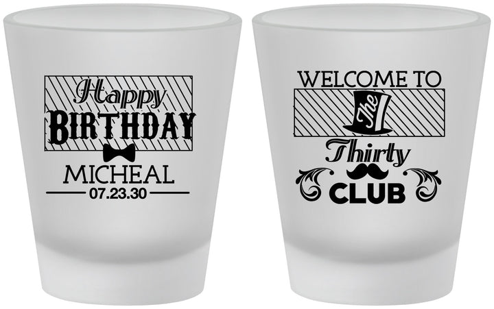 Custom Birthday Frosted Shot Glasses - 30th | 20018