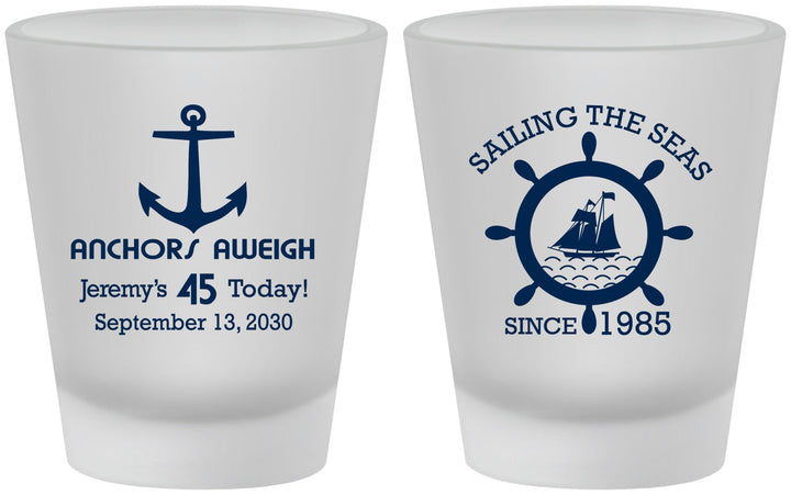 Custom Birthday Frosted Shot Glasses - 45th Nautical | 20023