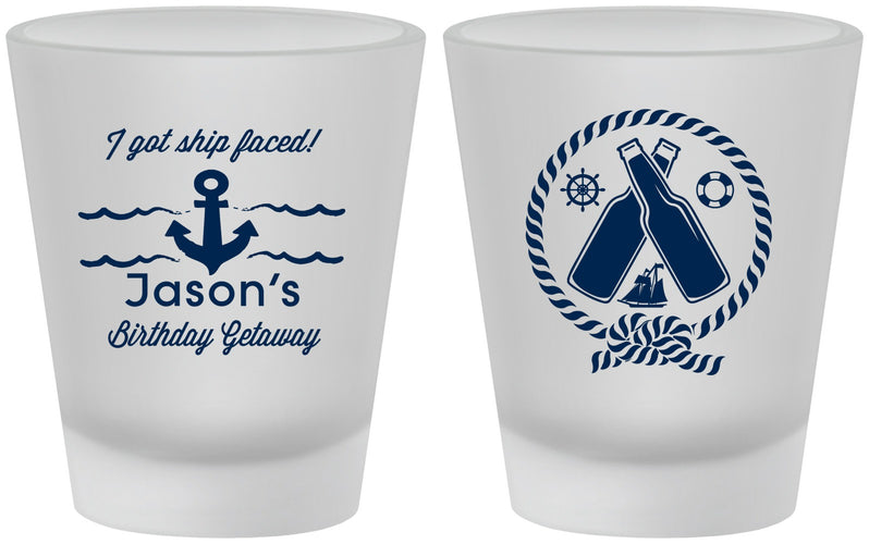 Custom Birthday Frosted Shot Glasses - Ship Faced Nautical | 20024