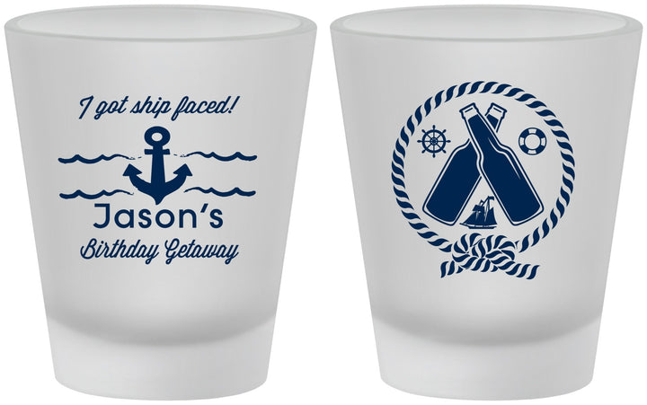 Custom Birthday Frosted Shot Glasses - Ship Faced Nautical | 20024