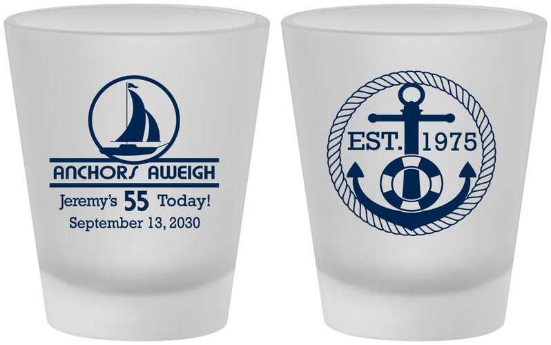 Custom Birthday Frosted Shot Glasses - 55th Nautical | 20025