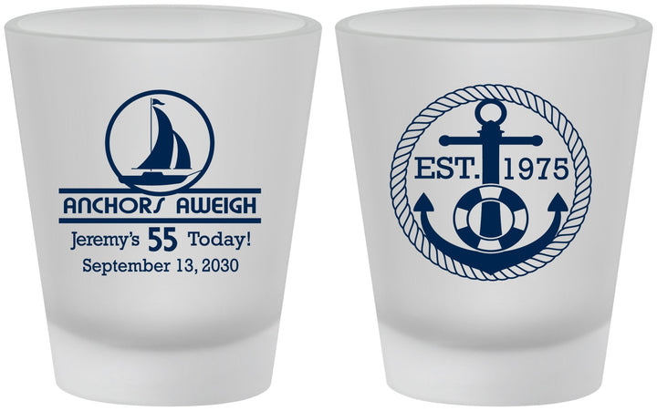Custom Birthday Frosted Shot Glasses - 55th Nautical | 20025