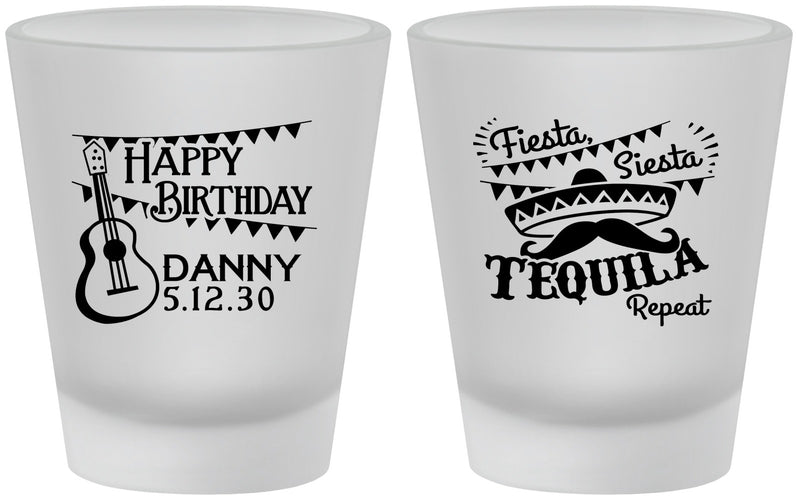 Custom Birthday Frosted Shot Glasses - Fiesta Siesta Tequila | 20033
