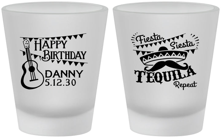 Custom Birthday Frosted Shot Glasses - Fiesta Siesta Tequila | 20033