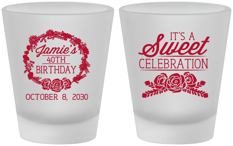 Custom Birthday Frosted Shot Glasses - 40th | 20040