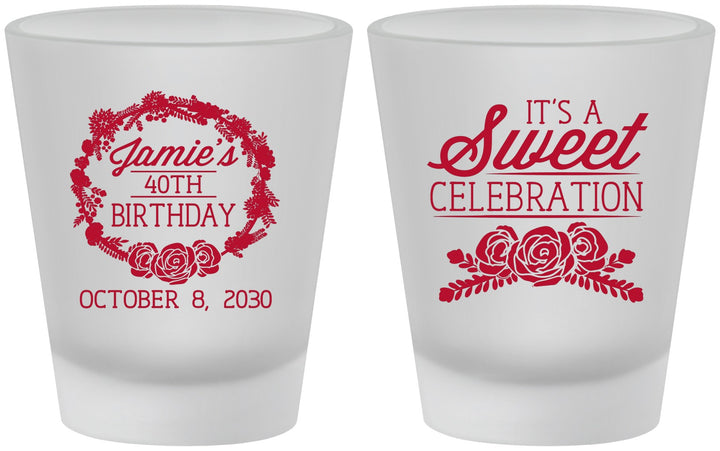 Custom Birthday Frosted Shot Glasses - 40th | 20040